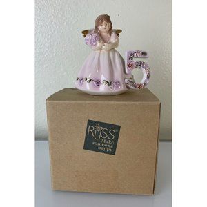 Russ Berrie Co Just for You 5th Birthday Ceramic Angel holding Flowers, Gift